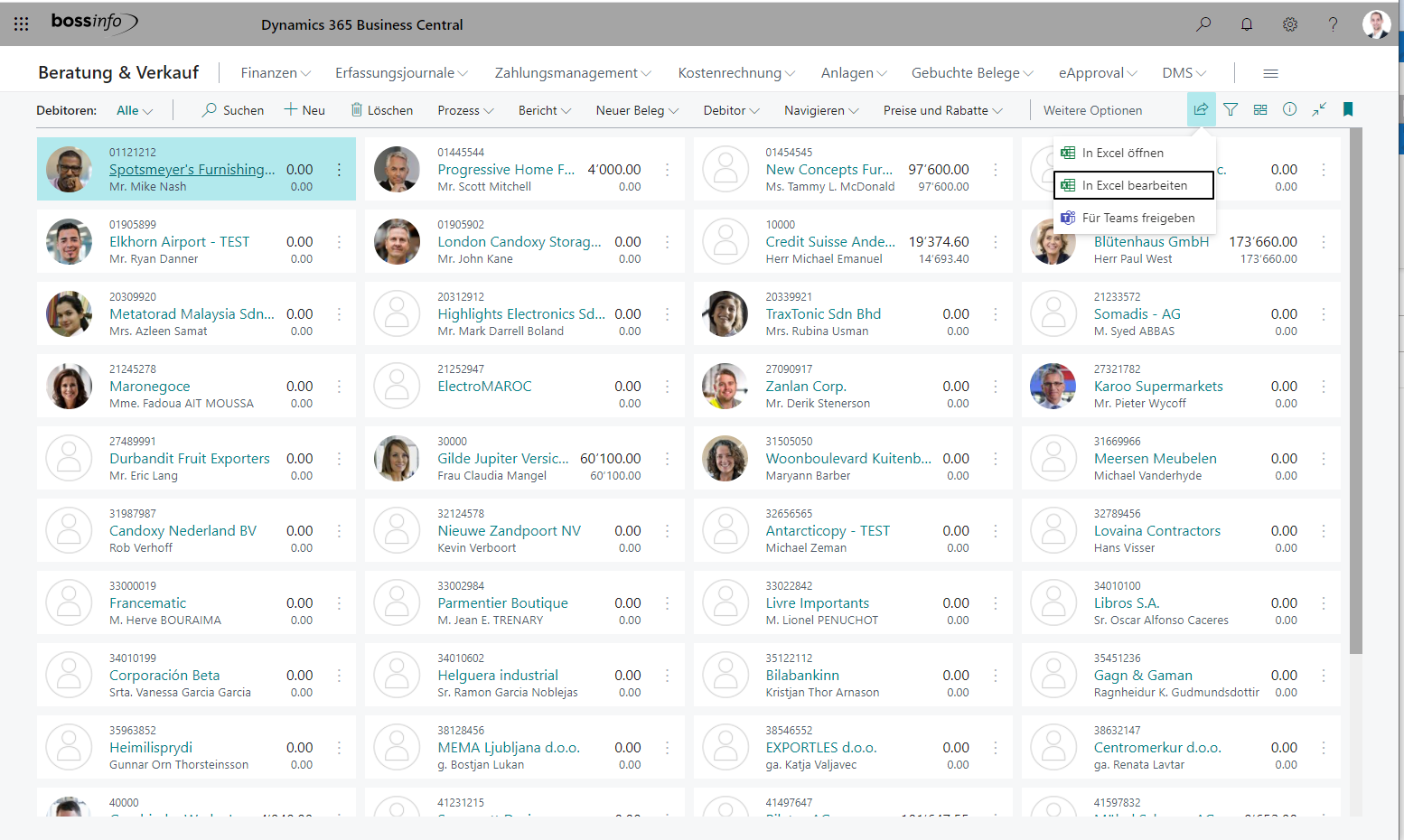 MS D365 BC: Daten senden nach Excel oder Teams