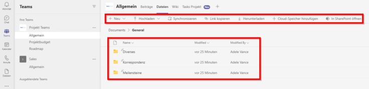 Dokumente und Dateien in MS Teams